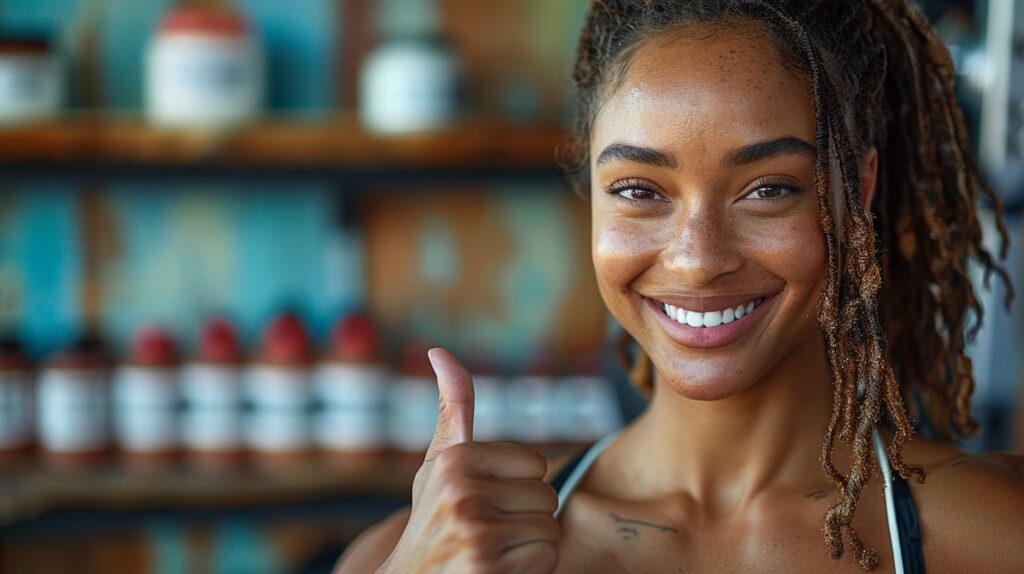 une sportive souriante qui lève le pouce